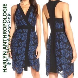 Anthropologie Harlyn Two Tone Lane Surplice Cocktail Dress